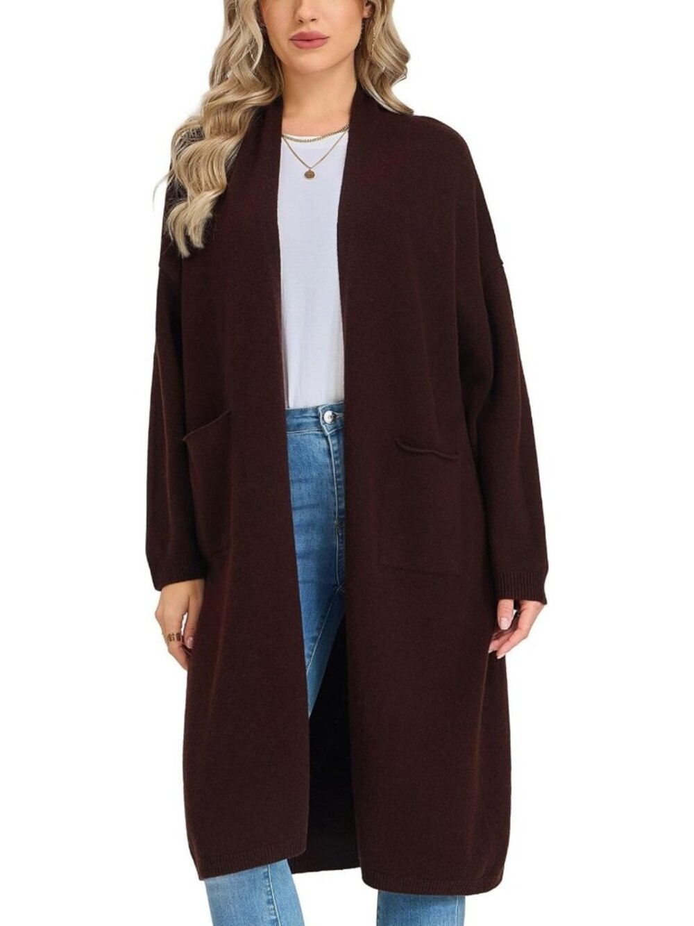 Cozy Open Front Long Cardigan for Women - 100% Merino Wool Sweater Layering